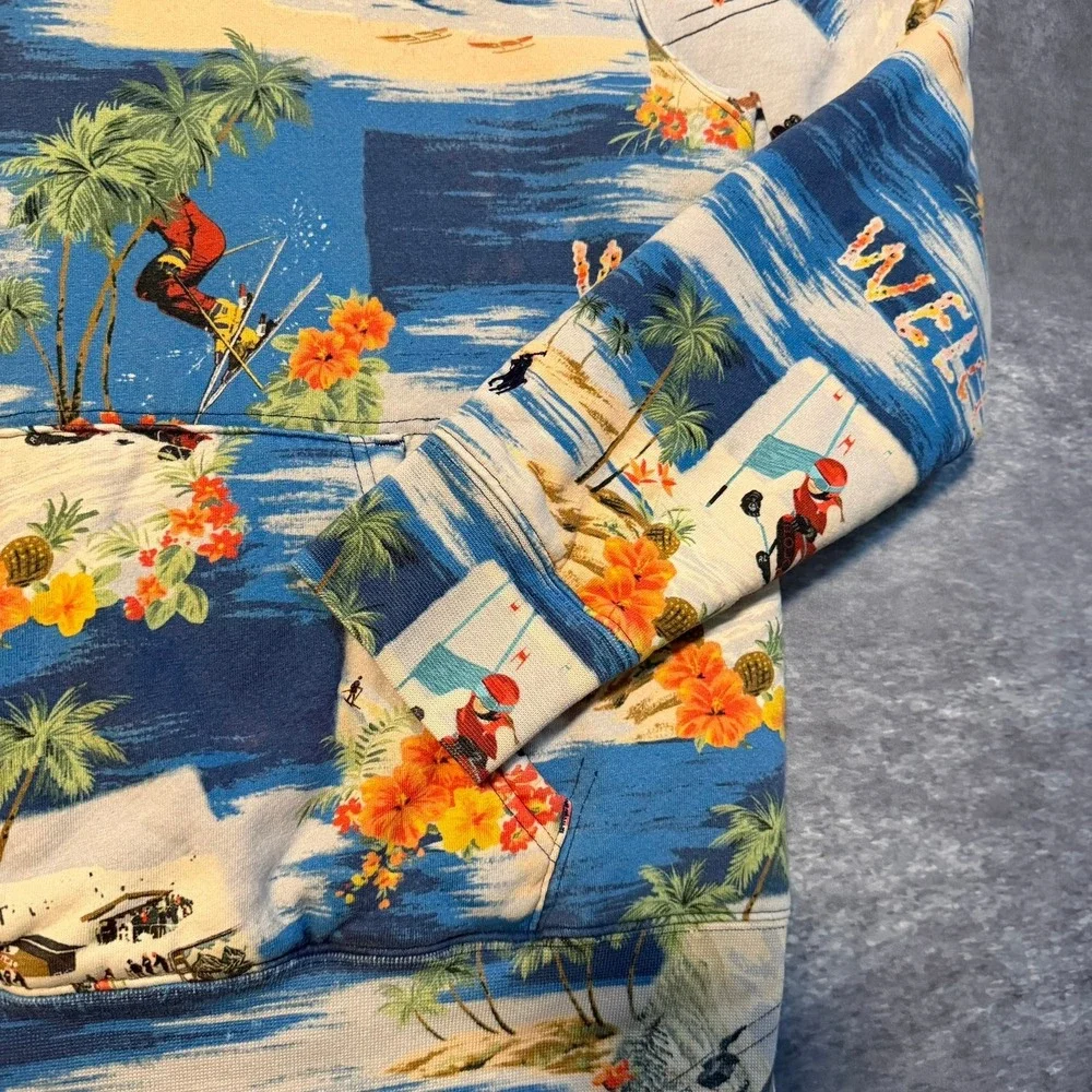Polo Ralph‎ Lauren Kids L 14-16 Aloha Ski Hawaii Sherpa Lined Hoodie Blue Multi